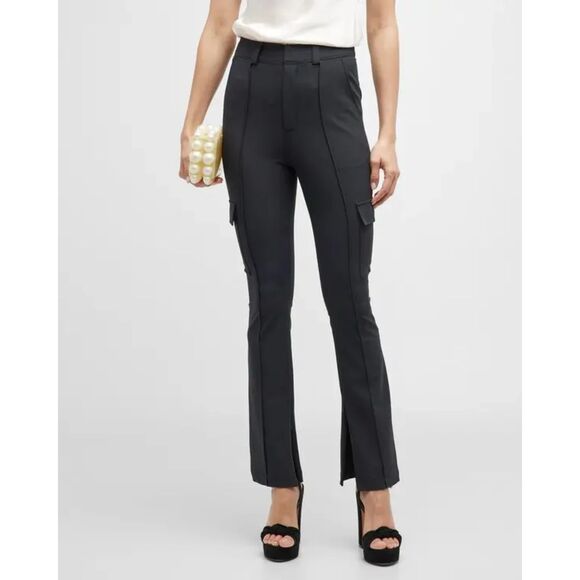 cinq a sept Pants - Cinq à Sept Norah Split-cuff Crepe Pants Women's 4 Navy Blue Cargo High Rise